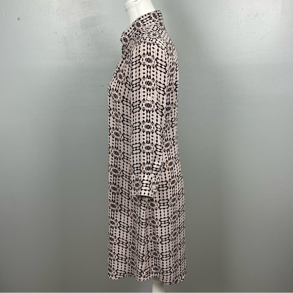 Cabi 784 Colony Club button front roll sleeve geometric shirt dress, size small. - Picture 2 of 12